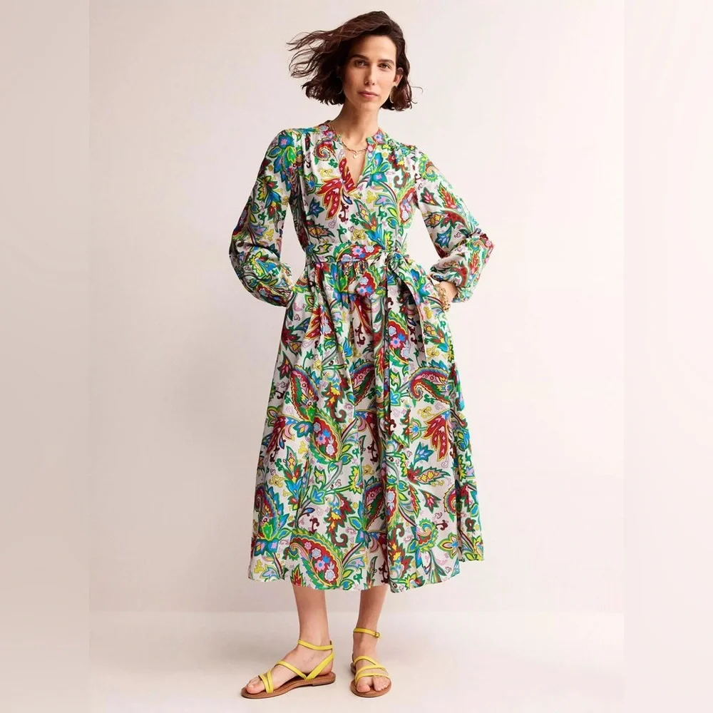 NWT Boden paisley Jen cotton midi dress - Picture 2 of 5